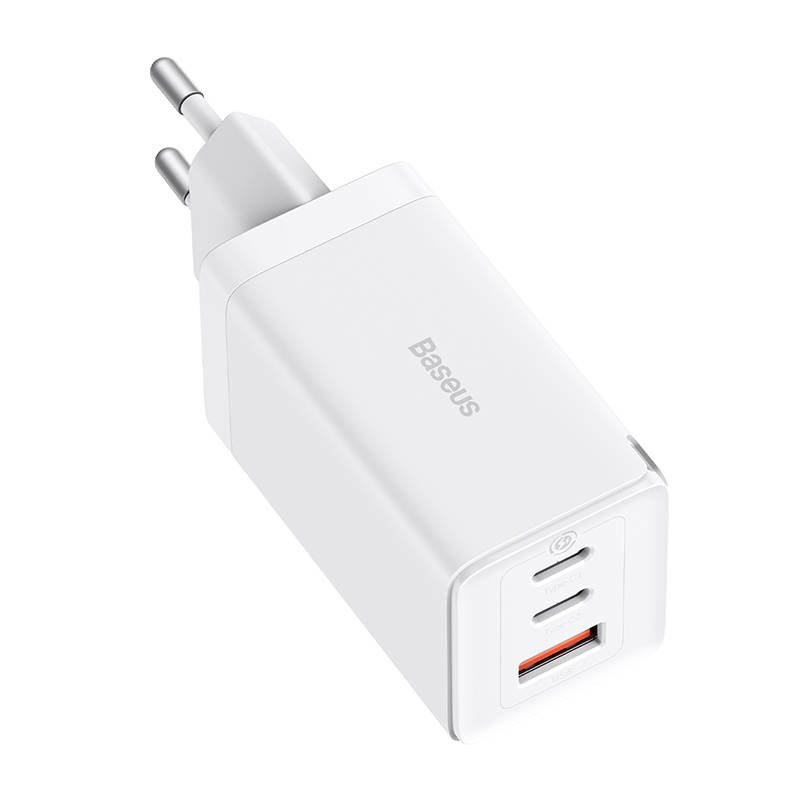 BASEUS Baseus 65W GaN5 Pro Väggladdare 2x USB-C 1x USB-A Vit - Teknikhallen.se