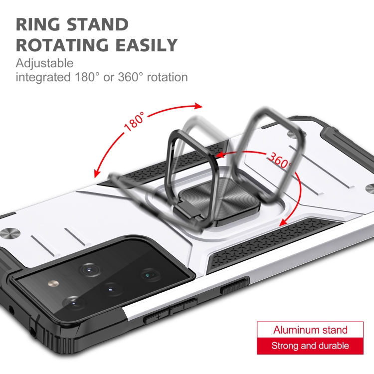  Samsung Galaxy S21 FE Skal Armor Hybrid Ring Silver - Teknikhallen.se