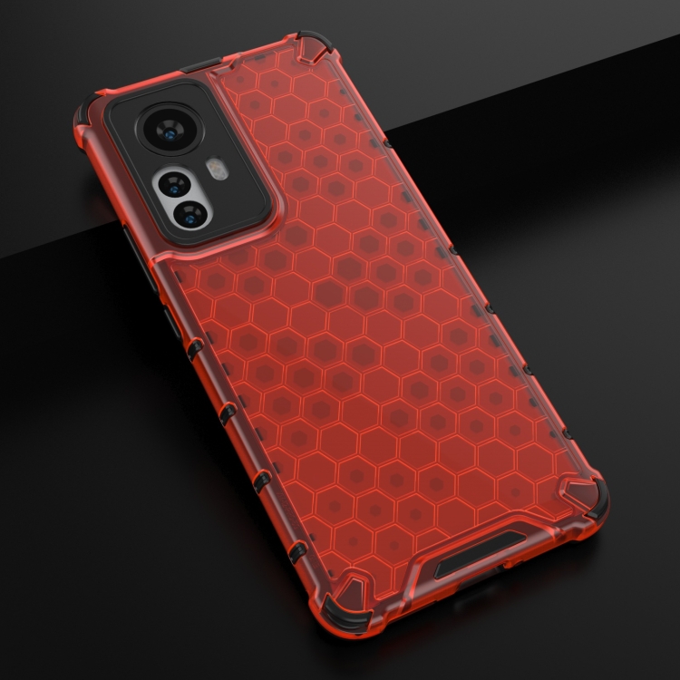  Xiaomi 12 Pro Skal Hybrid Honeycomb Röd - Teknikhallen.se