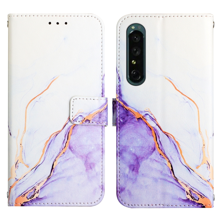  Sony Xperia 1 IV Fodral Marmor Vit/Lila - Teknikhallen.se