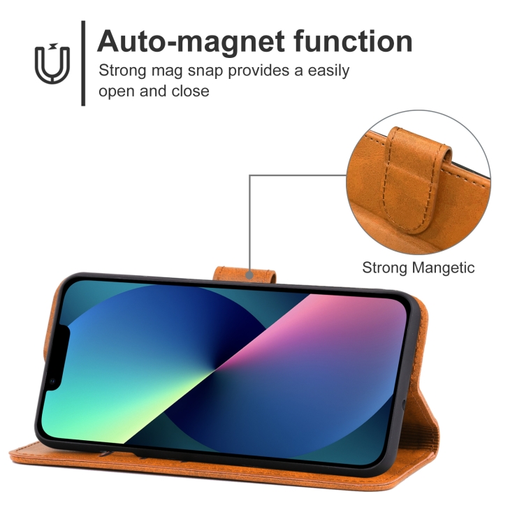  iPhone 14 Fodral Läder Brun - Teknikhallen.se