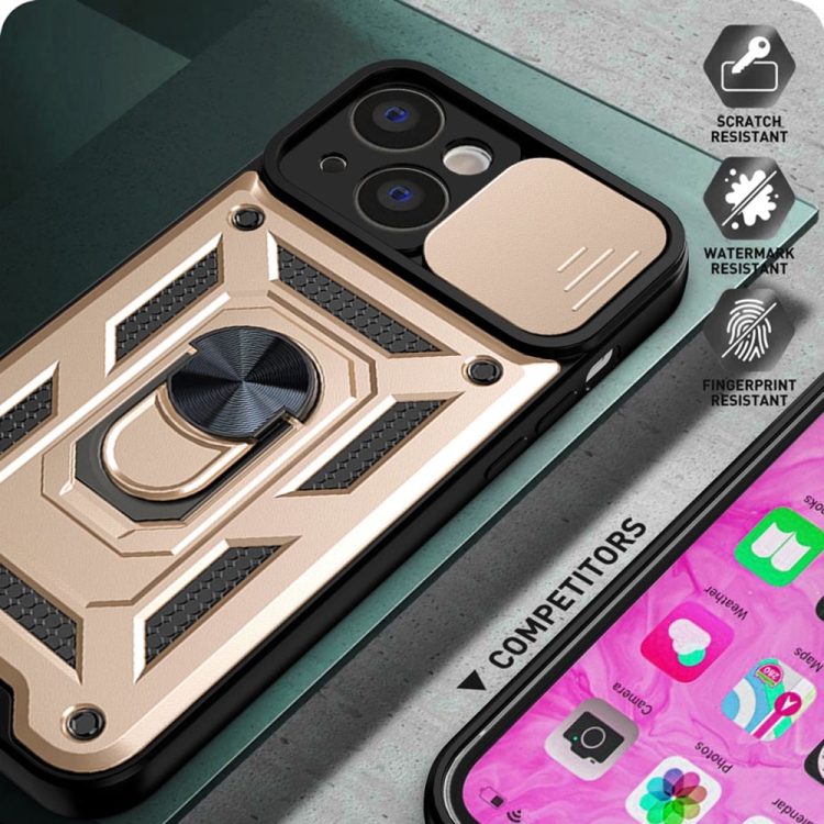  iPhone 14 Pro Skal CamShield Hybrid Ring Guld - Teknikhallen.se