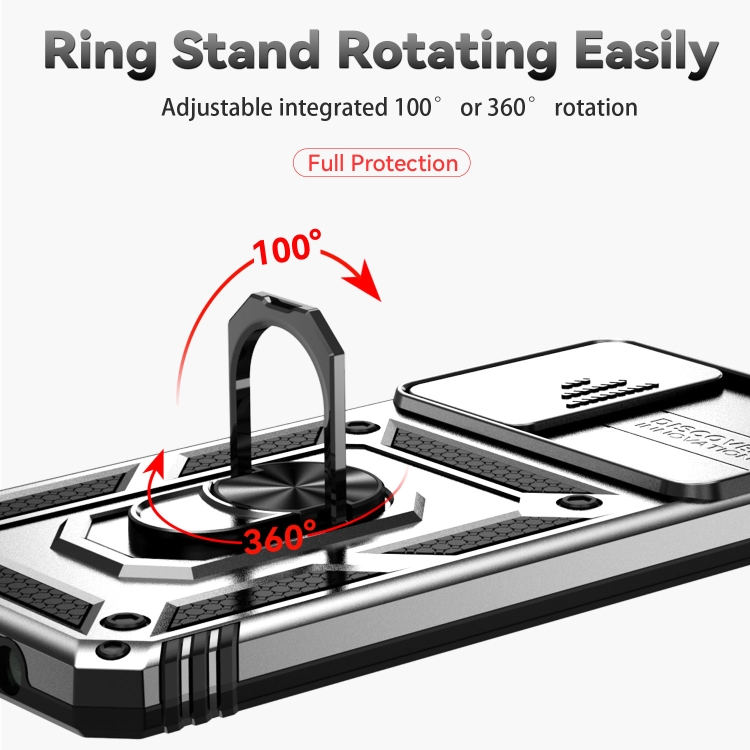  Motorola Moto G52/G82 Skal CamShield Ring Armor Silver - Teknikhallen.se