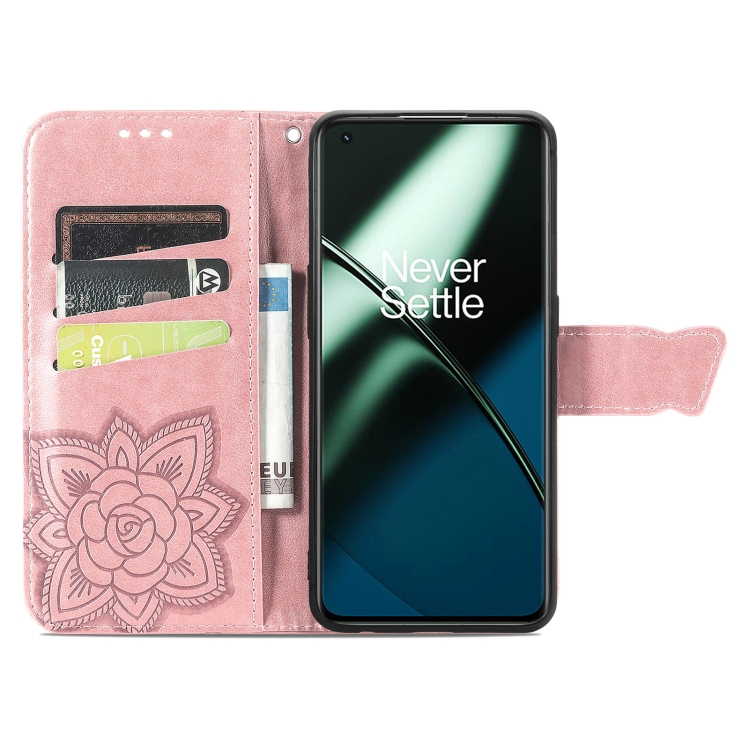  OnePlus 11 5G Fodral Butterfly Lder Rosguld - Teknikhallen.se