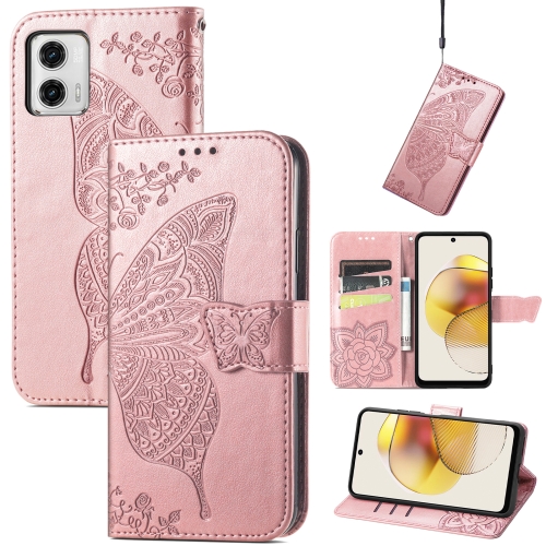  Motorola Moto G73 5G Fodral Butterfly Roséguld - Teknikhallen.se