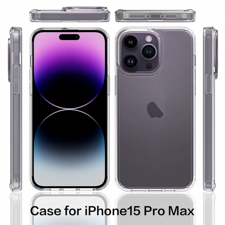  iPhone 15 Pro Max Skal Akryl/TPU Shockproof Transparent - Teknikhallen.se