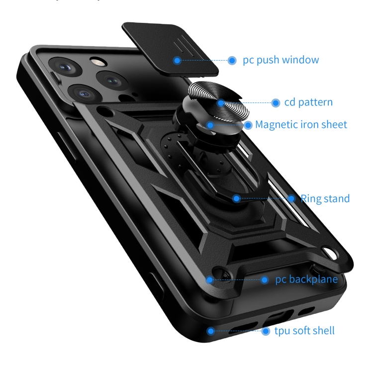  iPhone 15 Pro Max Skal CamShield Ring Hybrid Rosguld - Teknikhallen.se