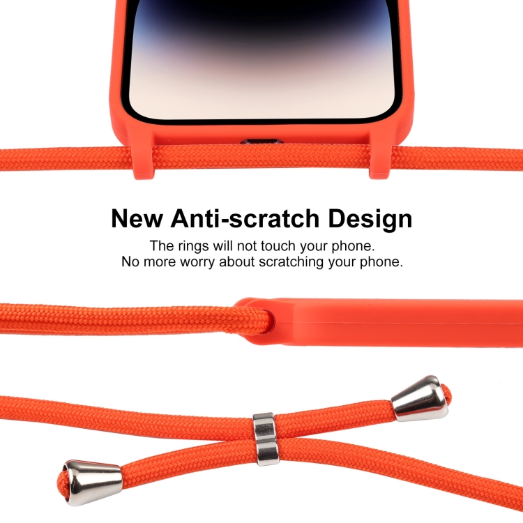  iPhone 15 Pro Max Skal Silikon Med Snre Orange - Teknikhallen.se
