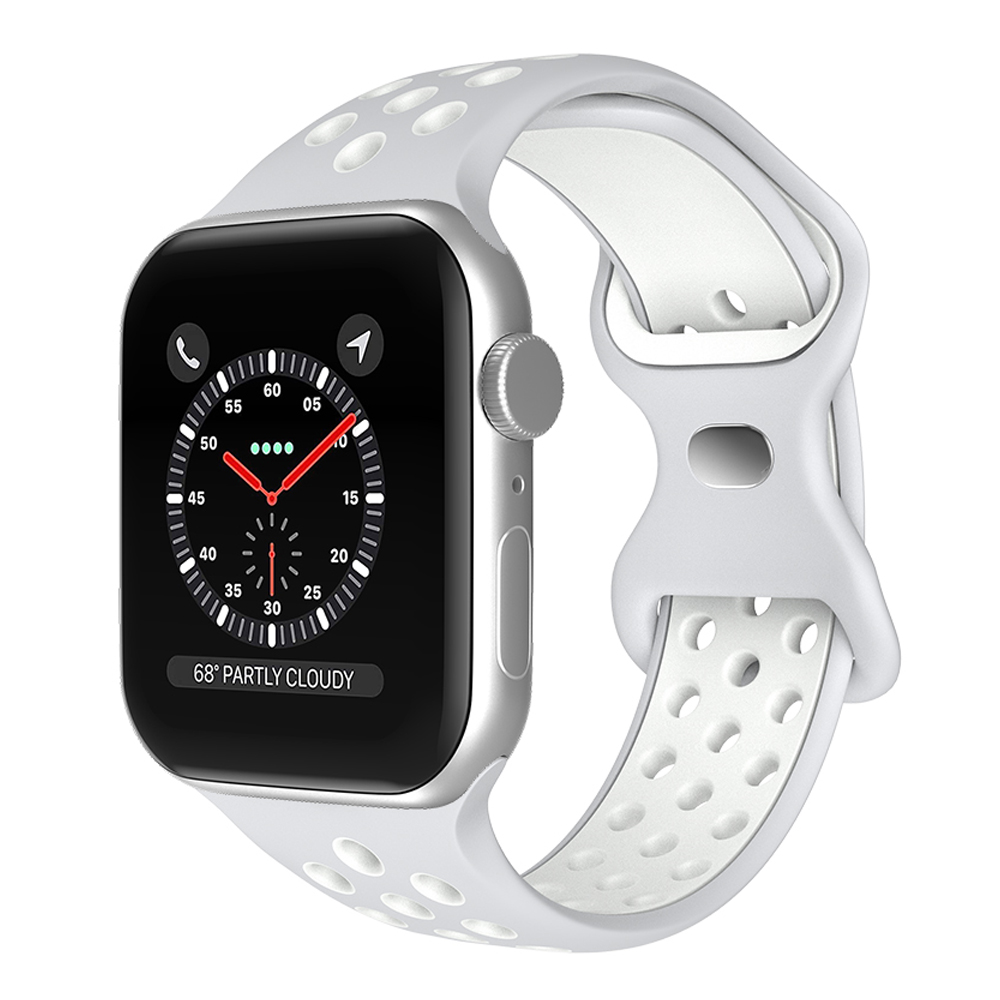 ColorPop Sportarmband Dual-Color Apple Watch 41/40/38 mm (M/L) Grå/Vit - Teknikhallen.se