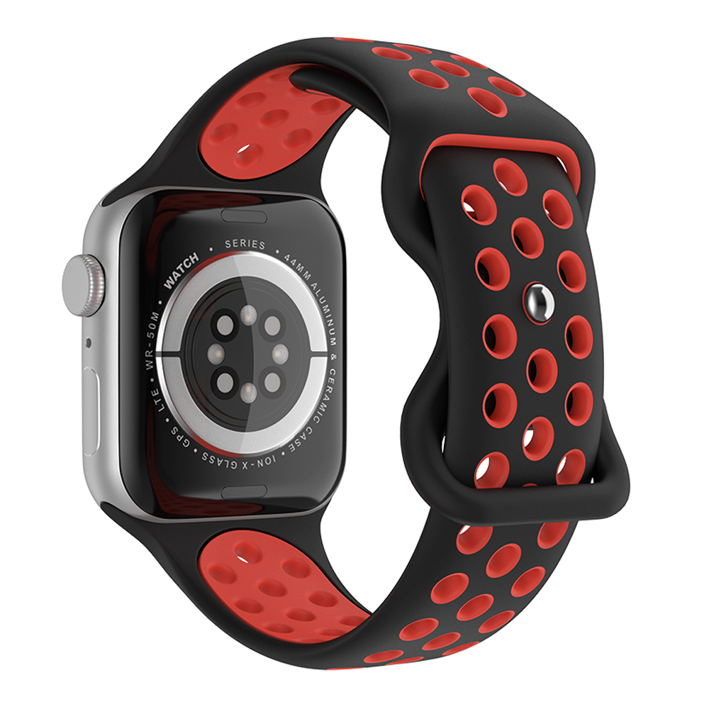 ColorPop Sportarmband Dual-Color Apple Watch 41/40/38 mm (M/L) Svart/Röd - Teknikhallen.se