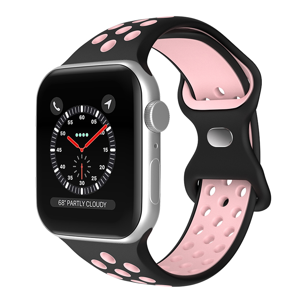 ColorPop Sportarmband Dual-Color Apple Watch 41/40/38 mm (M/L) Svart/Rosa - Teknikhallen.se