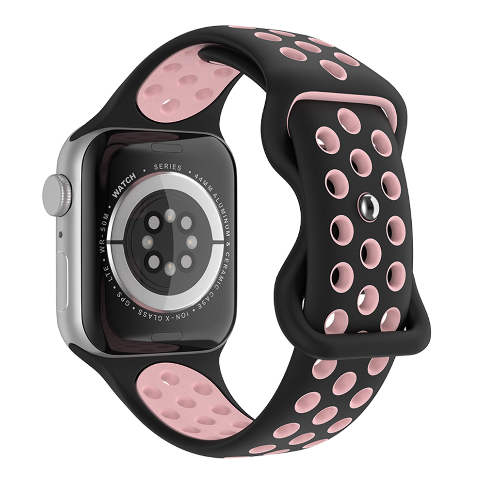 ColorPop Sportarmband Dual-Color Apple Watch 41/40/38 mm (M/L) Svart/Rosa - Teknikhallen.se