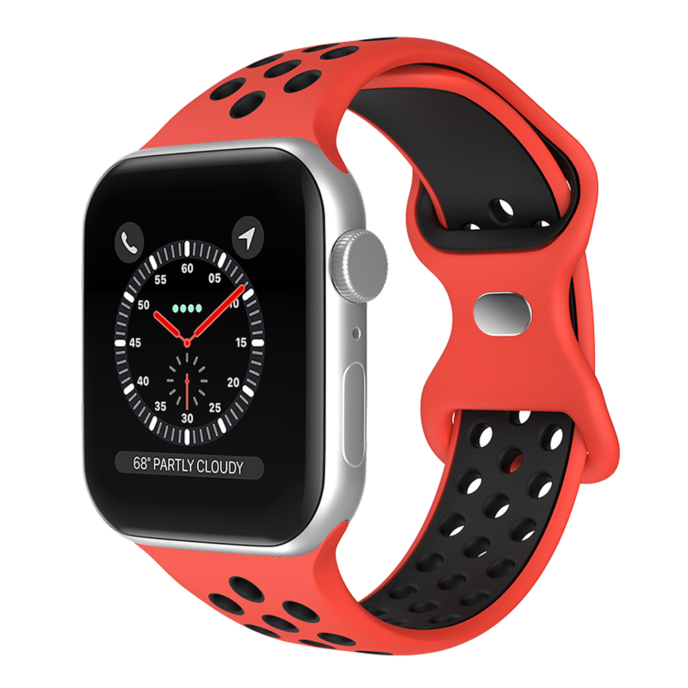 ColorPop Sportarmband Dual-Color Apple Watch 41/40/38 mm (M/L) Röd/Svart - Teknikhallen.se