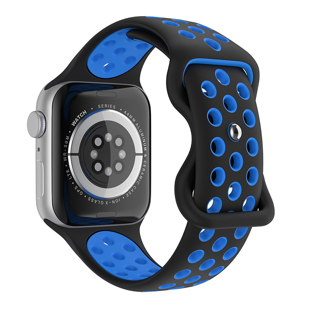 ColorPop Sportarmband Dual-Color Apple Watch 41/40/38 mm (S/M) Svart/Blå - Teknikhallen.se