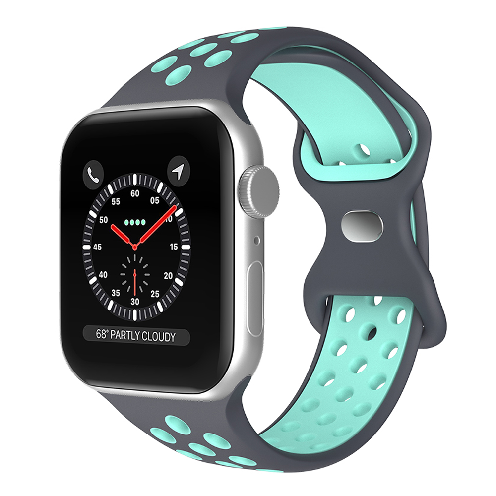 ColorPop Sportarmband Dual-Color Apple Watch 41/40/38 mm (S/M) Grå/Teal - Teknikhallen.se