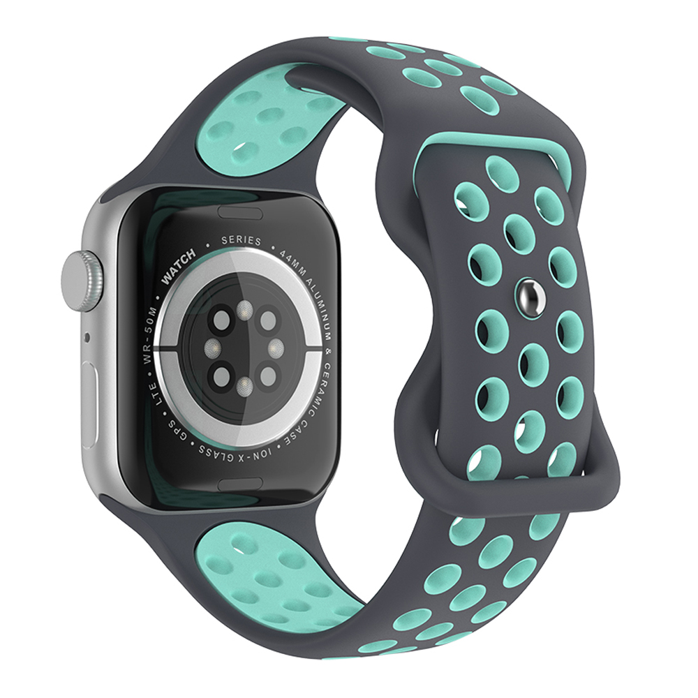 ColorPop Sportarmband Dual-Color Apple Watch 41/40/38 mm (S/M) Grå/Teal - Teknikhallen.se