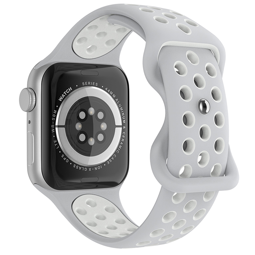 ColorPop Sportarmband Dual-Color Apple Watch 42/44/45/49 mm (M/L) Grå/Vit - Teknikhallen.se