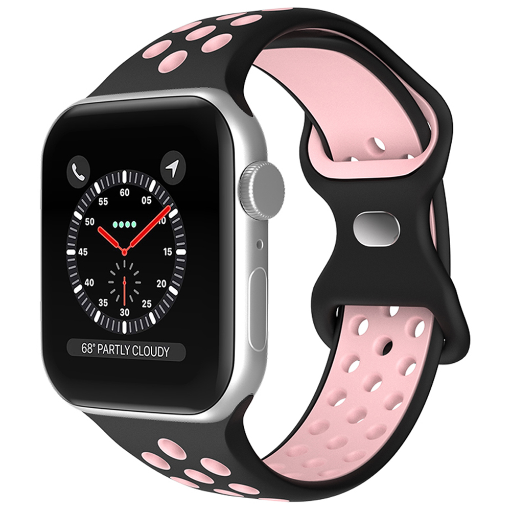 ColorPop Sportarmband Dual-Color Apple Watch 42/44/45/49 mm (M/L) Svart/Rosa - Teknikhallen.se