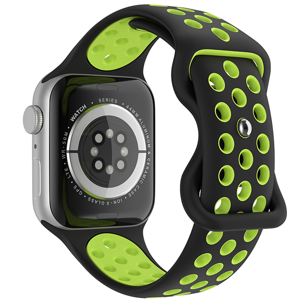 ColorPop Sportarmband Dual-Color Apple Watch 42/44/45/49 mm (M/L) Svart/Gul - Teknikhallen.se