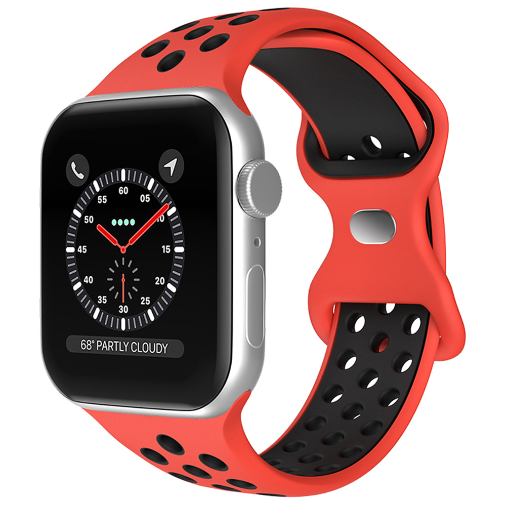 ColorPop Sportarmband Dual-Color Apple Watch 42/44/45/49 mm (M/L) Röd/Svart - Teknikhallen.se