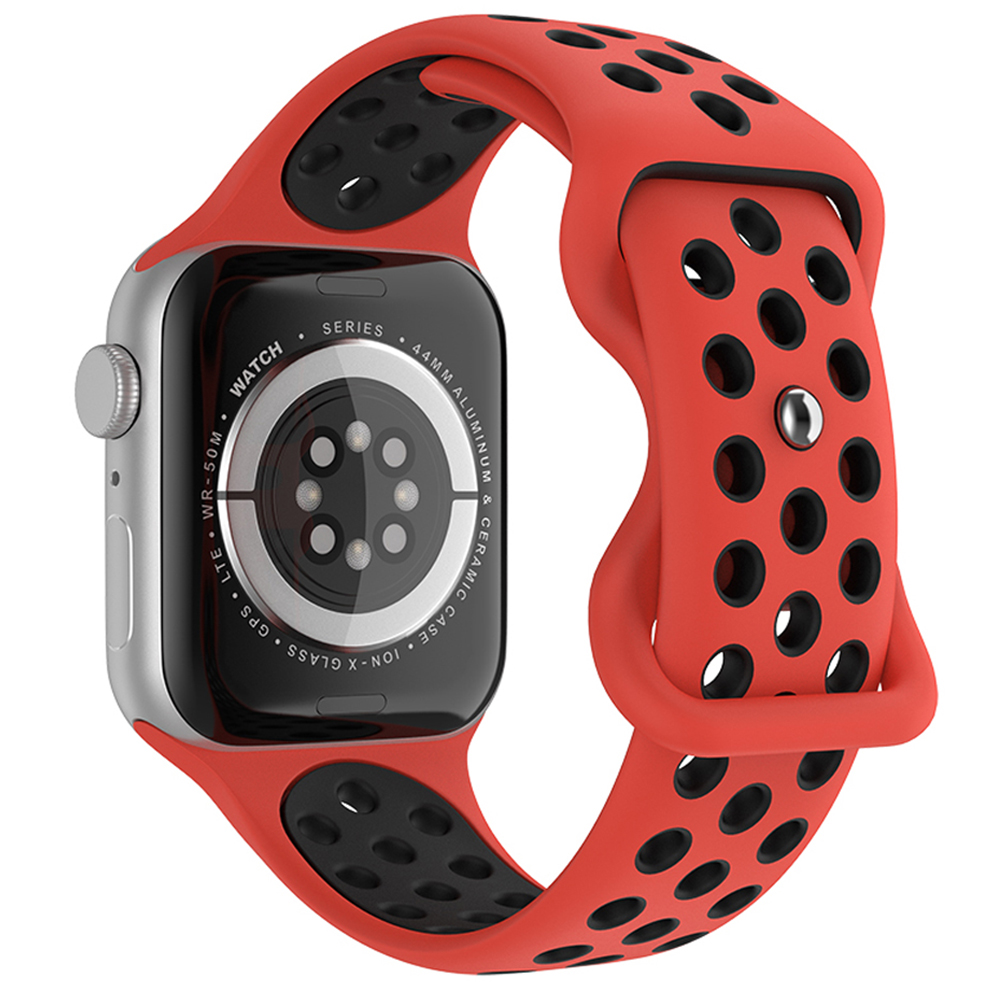 ColorPop Sportarmband Dual-Color Apple Watch 42/44/45/49 mm (M/L) Röd/Svart - Teknikhallen.se