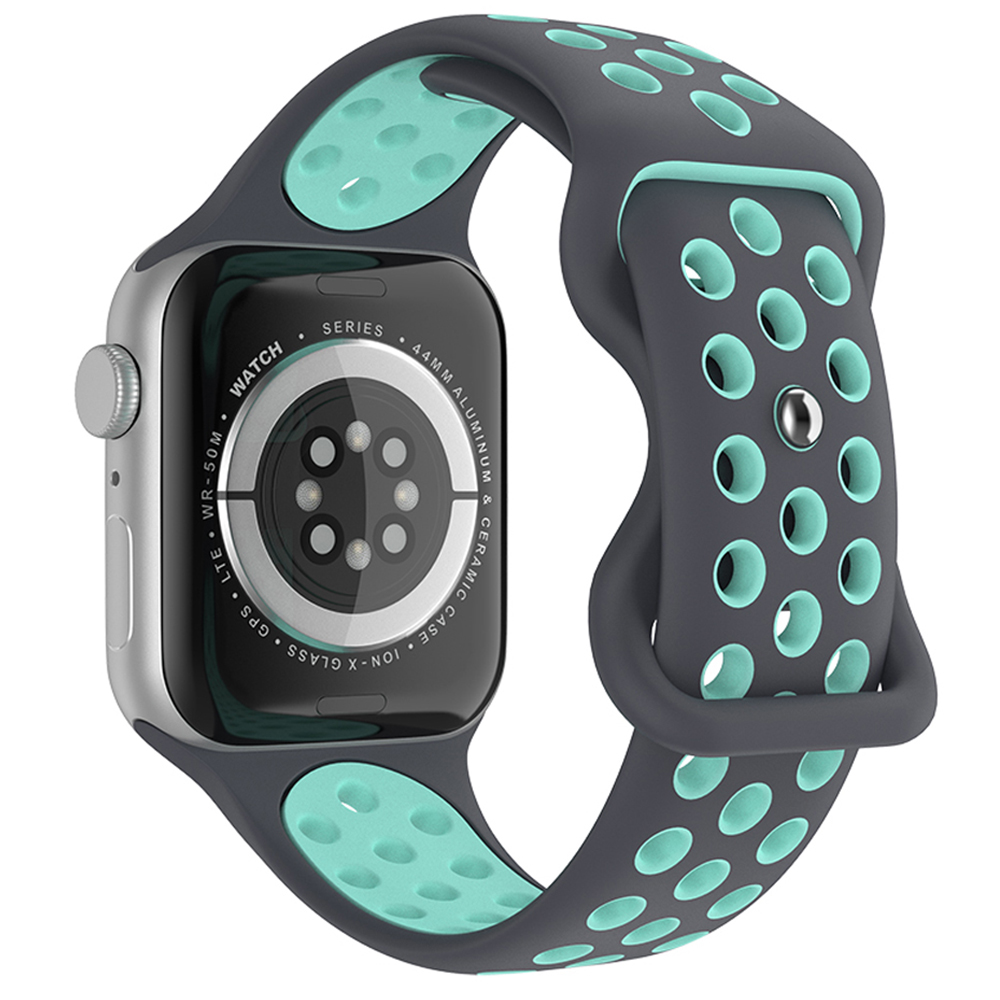 ColorPop Sportarmband Dual-Color Apple Watch 42/44/45/49 mm (M/L) Grå/Teal - Teknikhallen.se