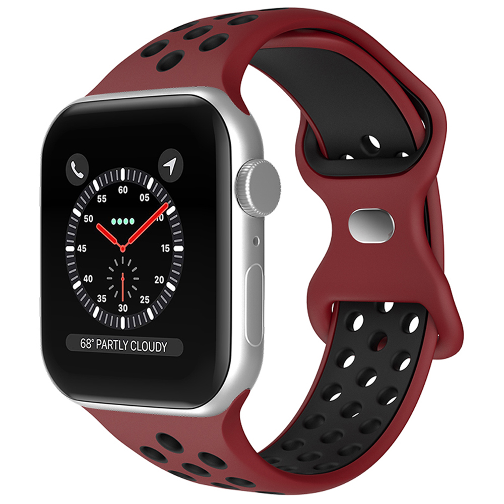 ColorPop Sportarmband Dual-Color Apple Watch 42/44/45/49 mm (M/L) Vinröd/Svart - Teknikhallen.se