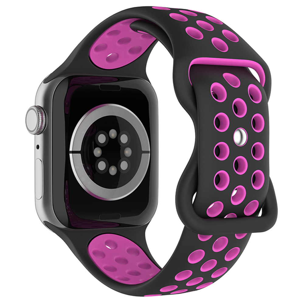 ColorPop Sportarmband Dual-Color Apple Watch 42/44/45/49 mm (M/L) Svart/Lila - Teknikhallen.se