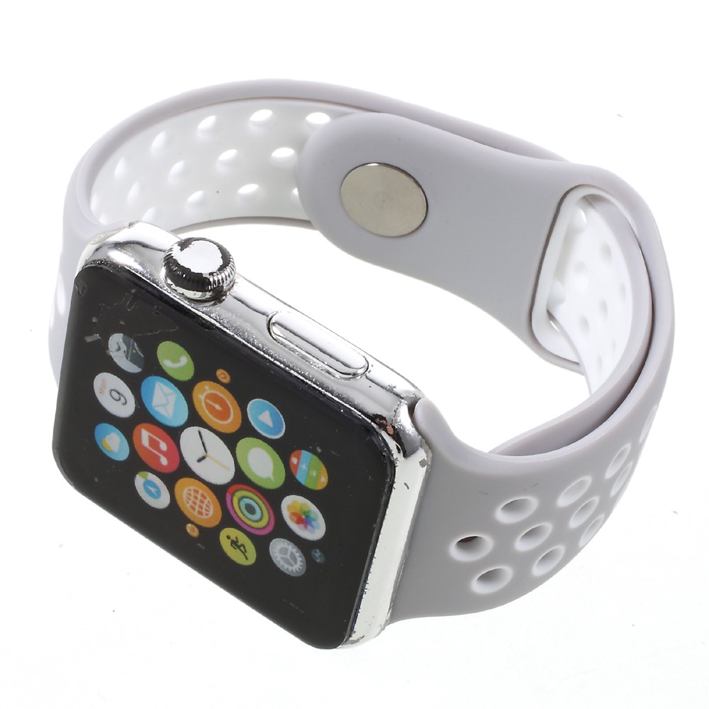  Ihligt Silikon Armband Apple Watch 42/44/45/49 mm Gr/Vit - Teknikhallen.se