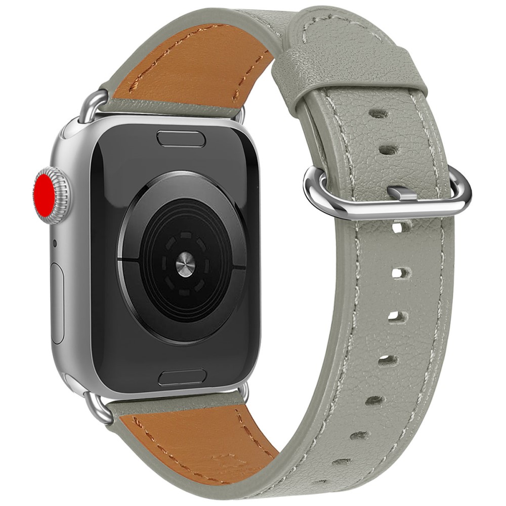  Äkta Läder Armband Apple Watch 41/40/38 mm - Grå - Teknikhallen.se