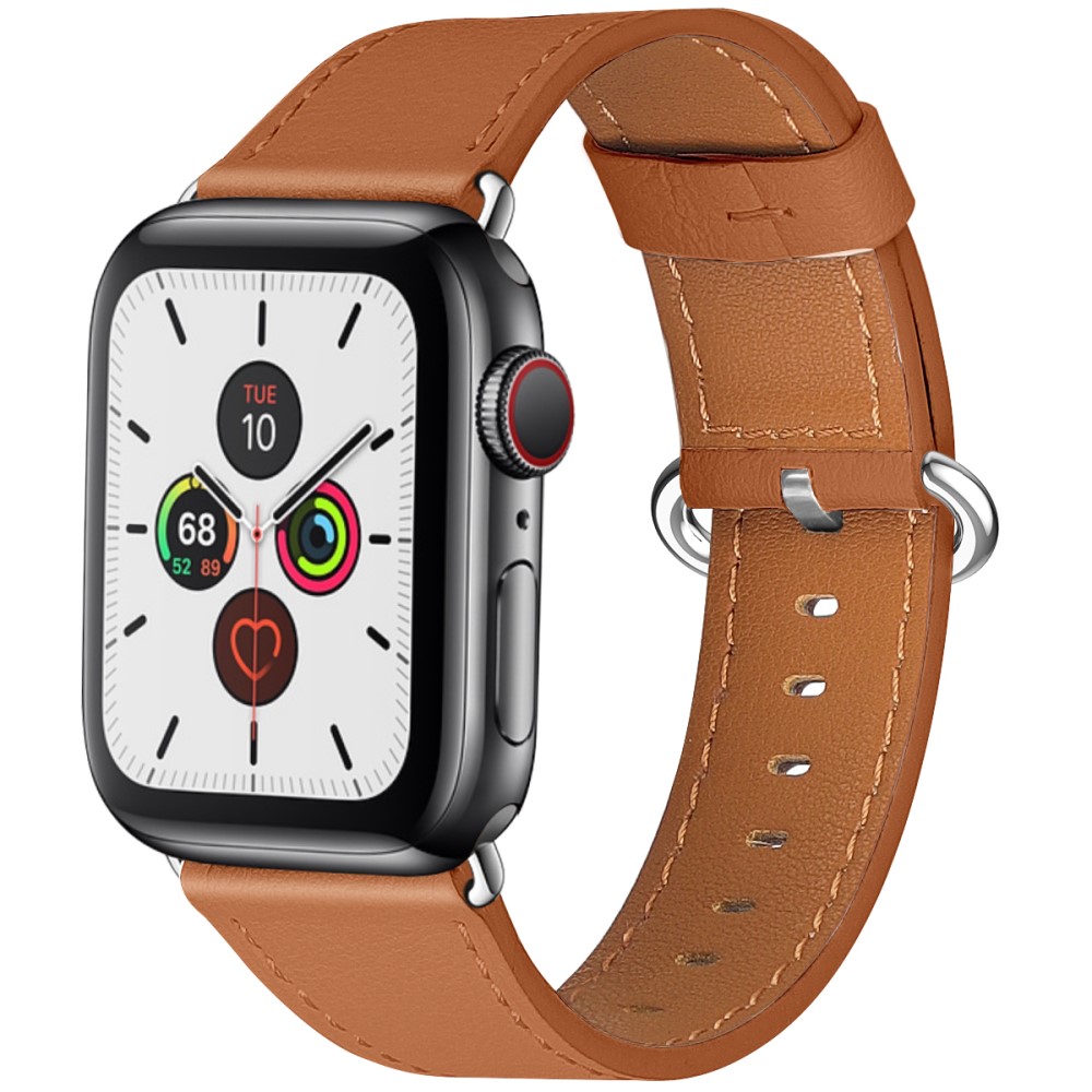  Äkta Läder Armband Apple Watch 42/44/45/49 mm Brun - Teknikhallen.se