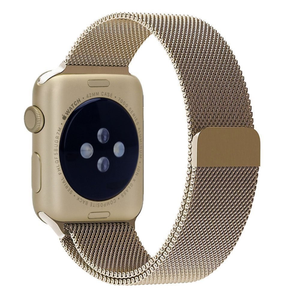  Milanese Loop Metall Armband Apple Watch 42/44/45/49 mm Champagne Guld - Teknikhallen.se