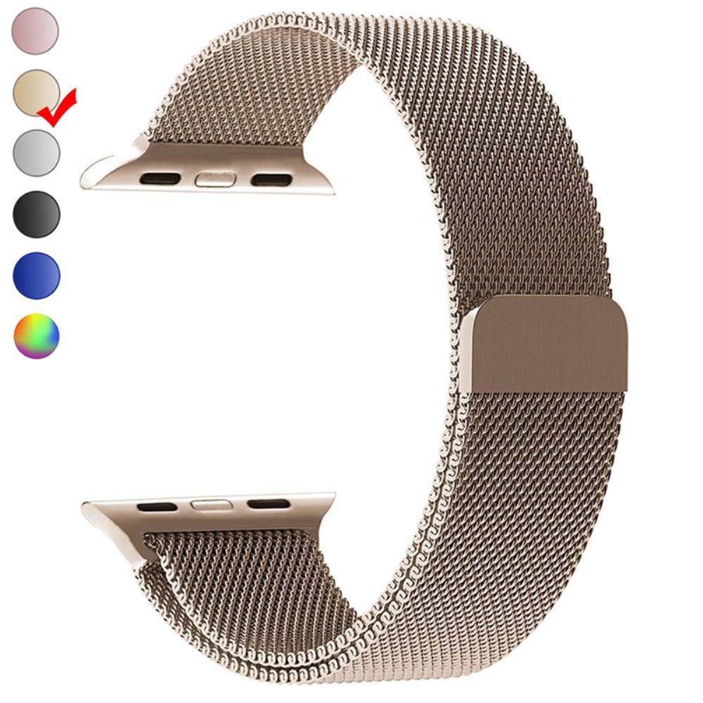  Milanese Loop Metall Armband Apple Watch 42/44/45/49 mm Champagne Guld - Teknikhallen.se