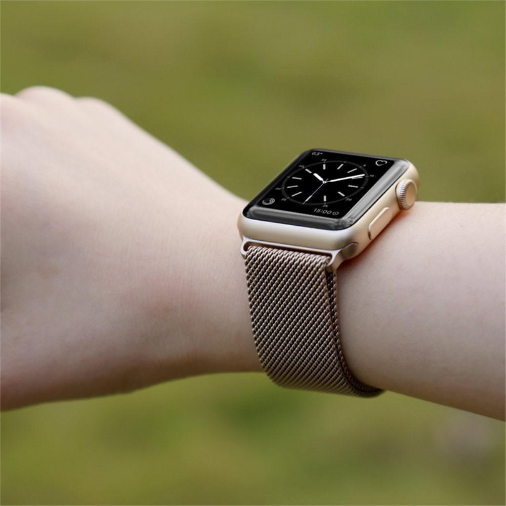  Milanese Loop Metall Armband Apple Watch 42/44/45/49 mm Champagne Guld - Teknikhallen.se