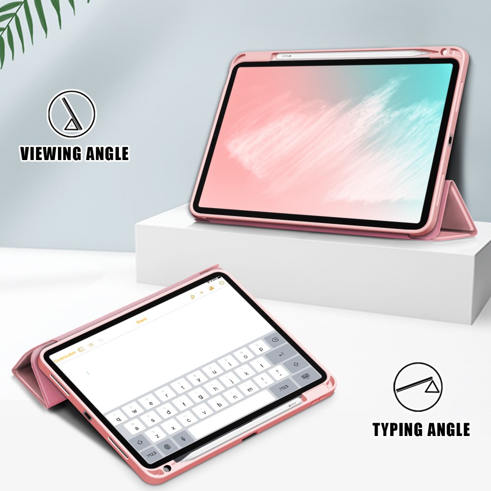  iPad Air 2020/2022/2024 Fodral Tri-Fold Ljus Rosa - Teknikhallen.se