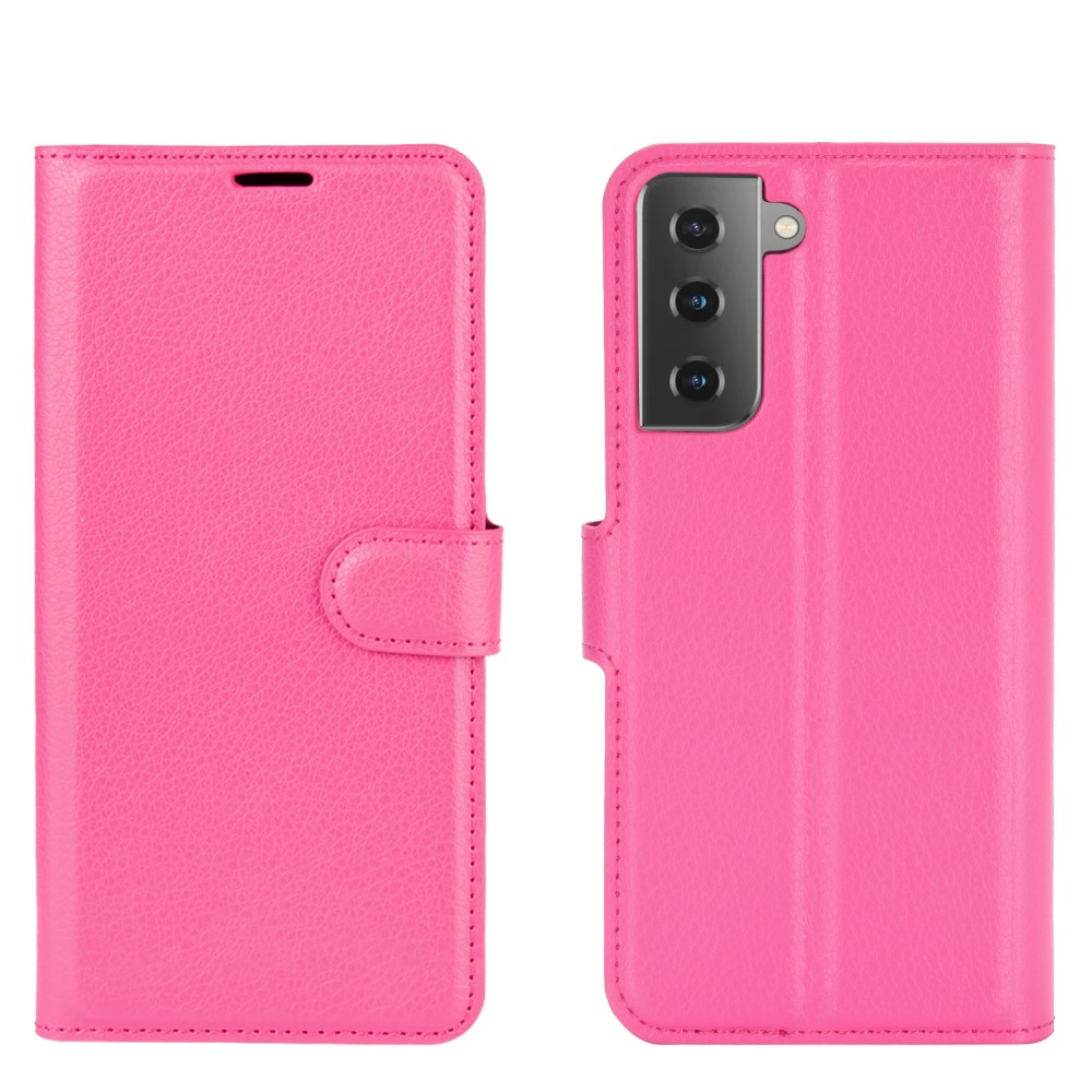  Samsung Galaxy S21 Plus - Litchi Lder Fodral - Rosa - Teknikhallen.se