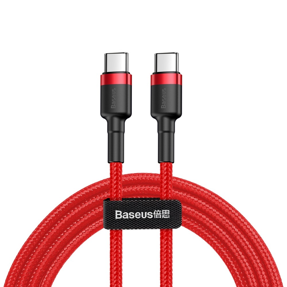 BASEUS BASEUS 60W 2m Type-C PD Flätad Nylon Kabel - Röd - Teknikhallen.se