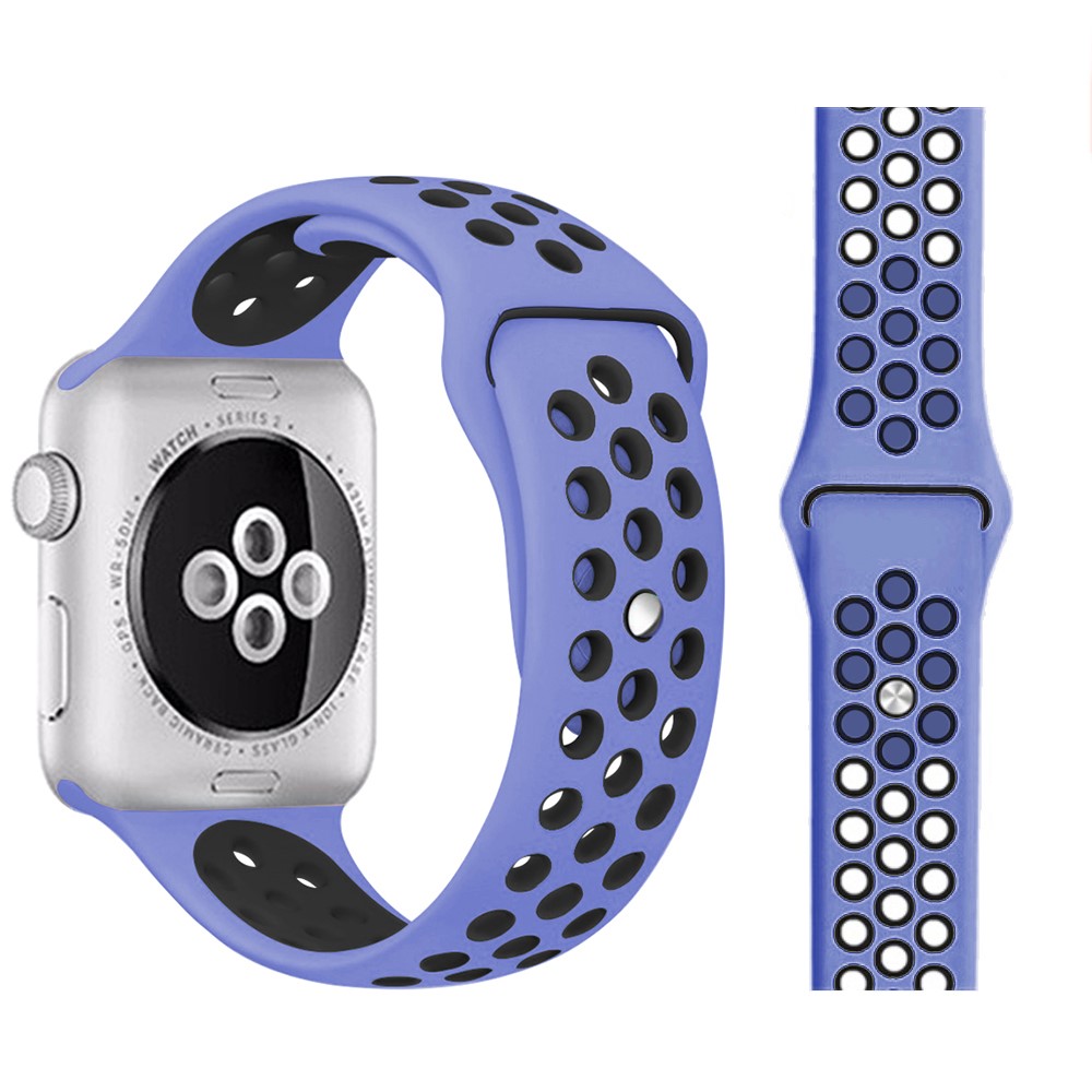  Ihligt Silikon Armband Apple Watch 41/40/38 mm (M/L) - Lila/Svart - Teknikhallen.se