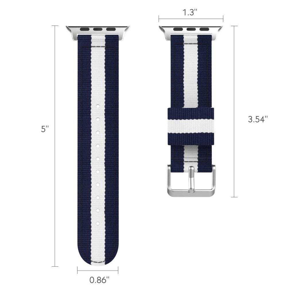  Nylon Armband Med Vertikal Design Apple Watch 42/44/45/49 mm Blå/Vit - Teknikhallen.se