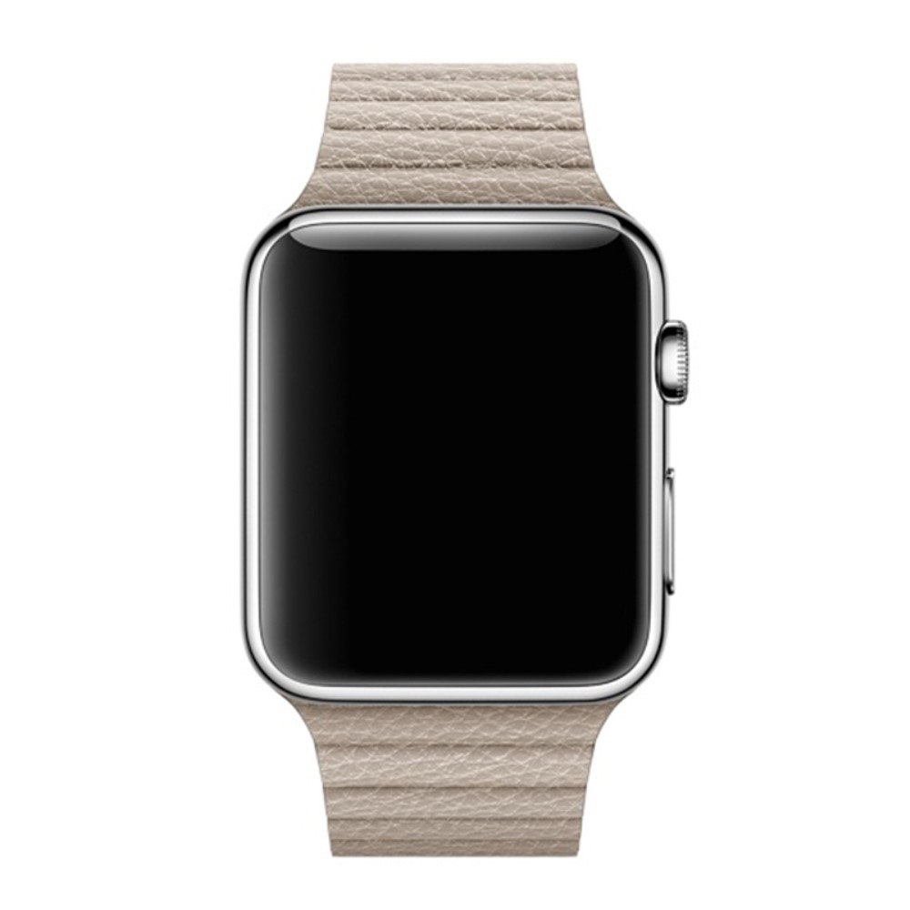  Magnetisk Loop Armband I Äkta Läder Apple Watch 44/42 mm Beige - Teknikhallen.se