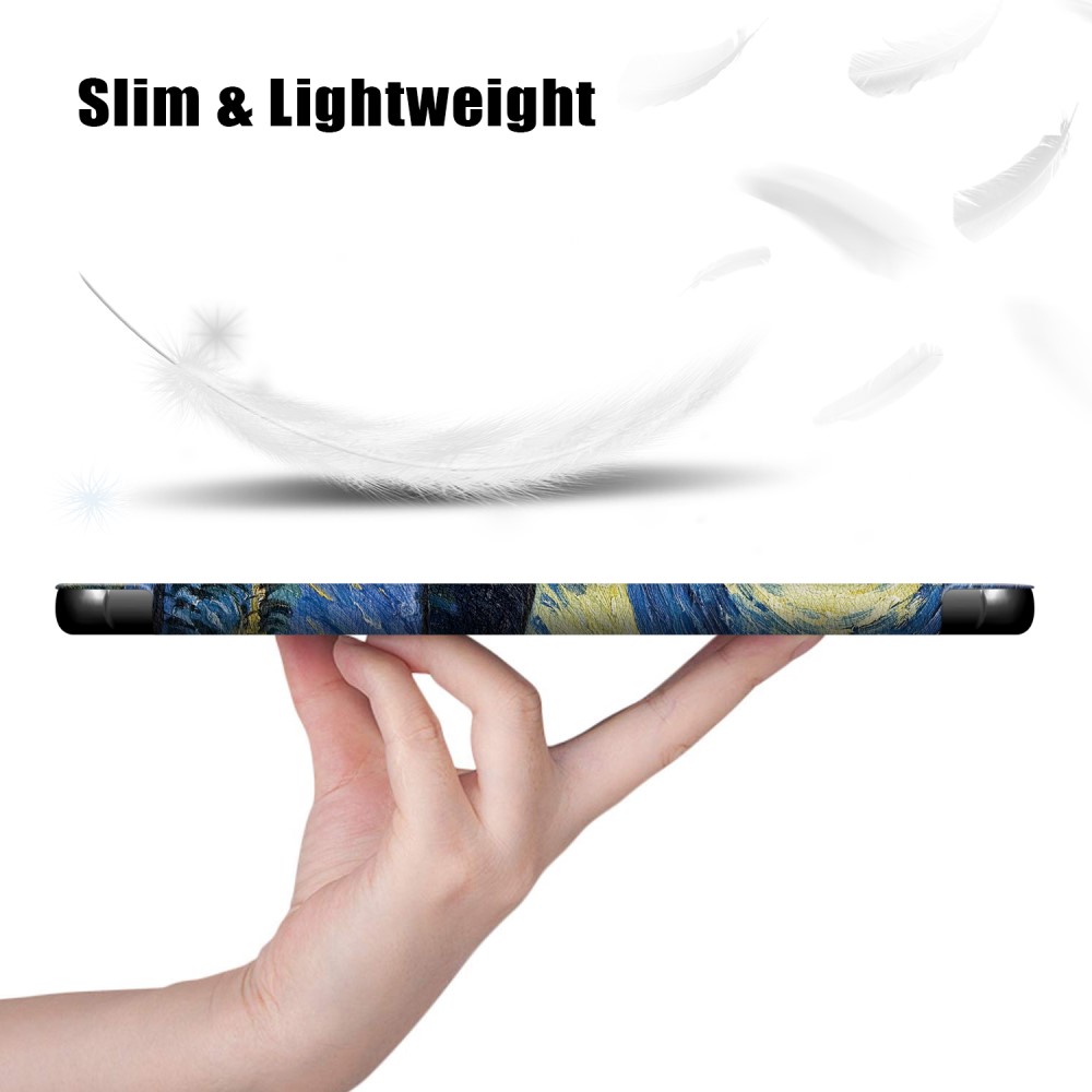  Galaxy Tab S7 FE/S7 Plus/S8 Plus Tri-Fold Lder Fodral Brush Painting - Teknikhallen.se
