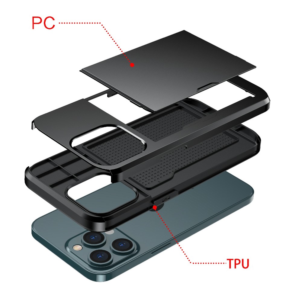  iPhone 13 - Hybrid Skal Med Kortfack - Grön - Teknikhallen.se