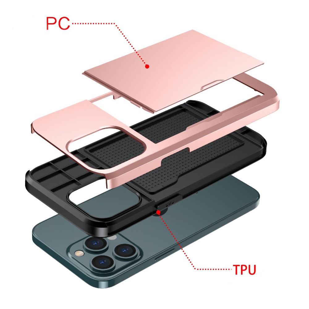  iPhone 13 Pro - Hybrid Skal Med Kortfack - Blå - Teknikhallen.se