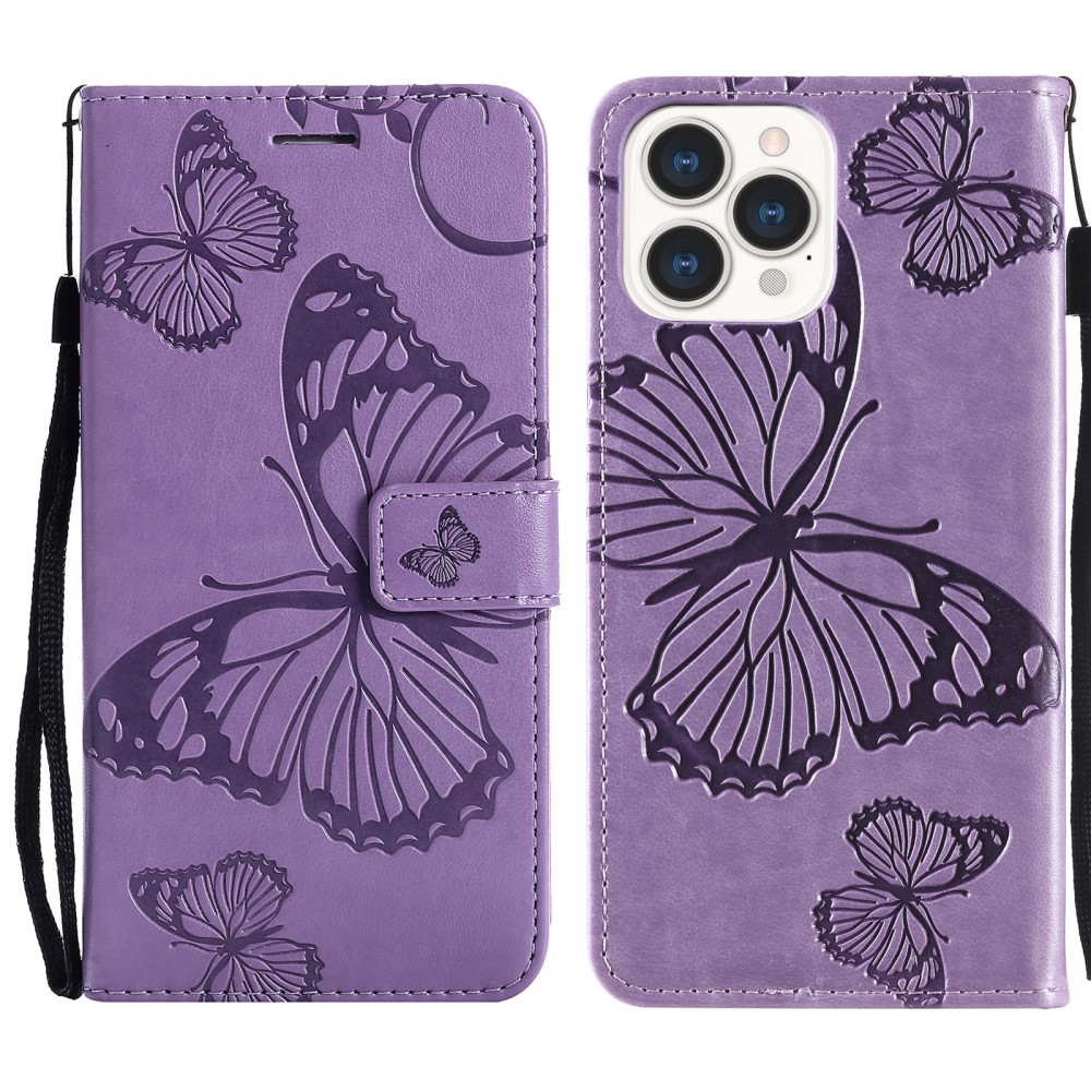  iPhone 13 Pro - Fodral Med Butterfly Tryck - Lila - Teknikhallen.se