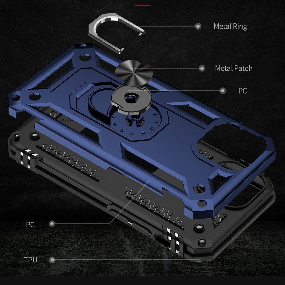  iPhone 13 Mini - Shockproof Hybrid Ring Skal - Blå - Teknikhallen.se