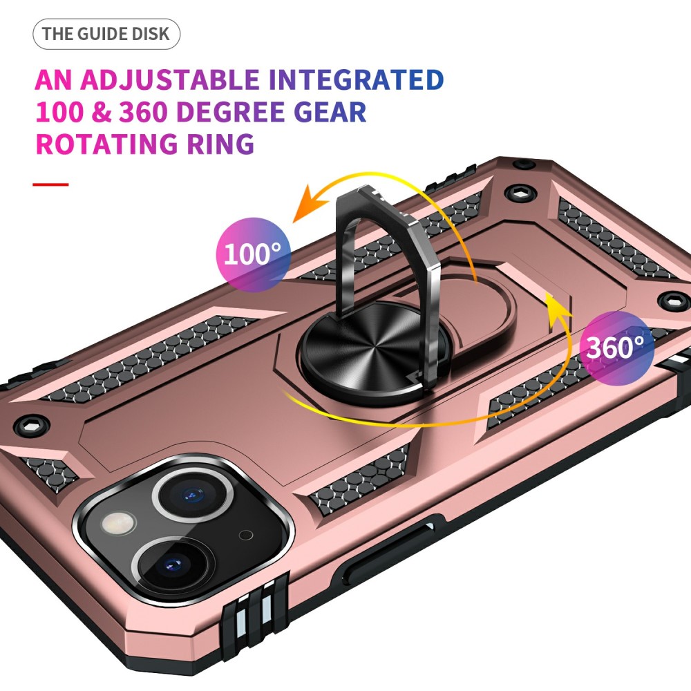  iPhone 13 Mini - Shockproof Hybrid Ring Skal - Rosguld - Teknikhallen.se