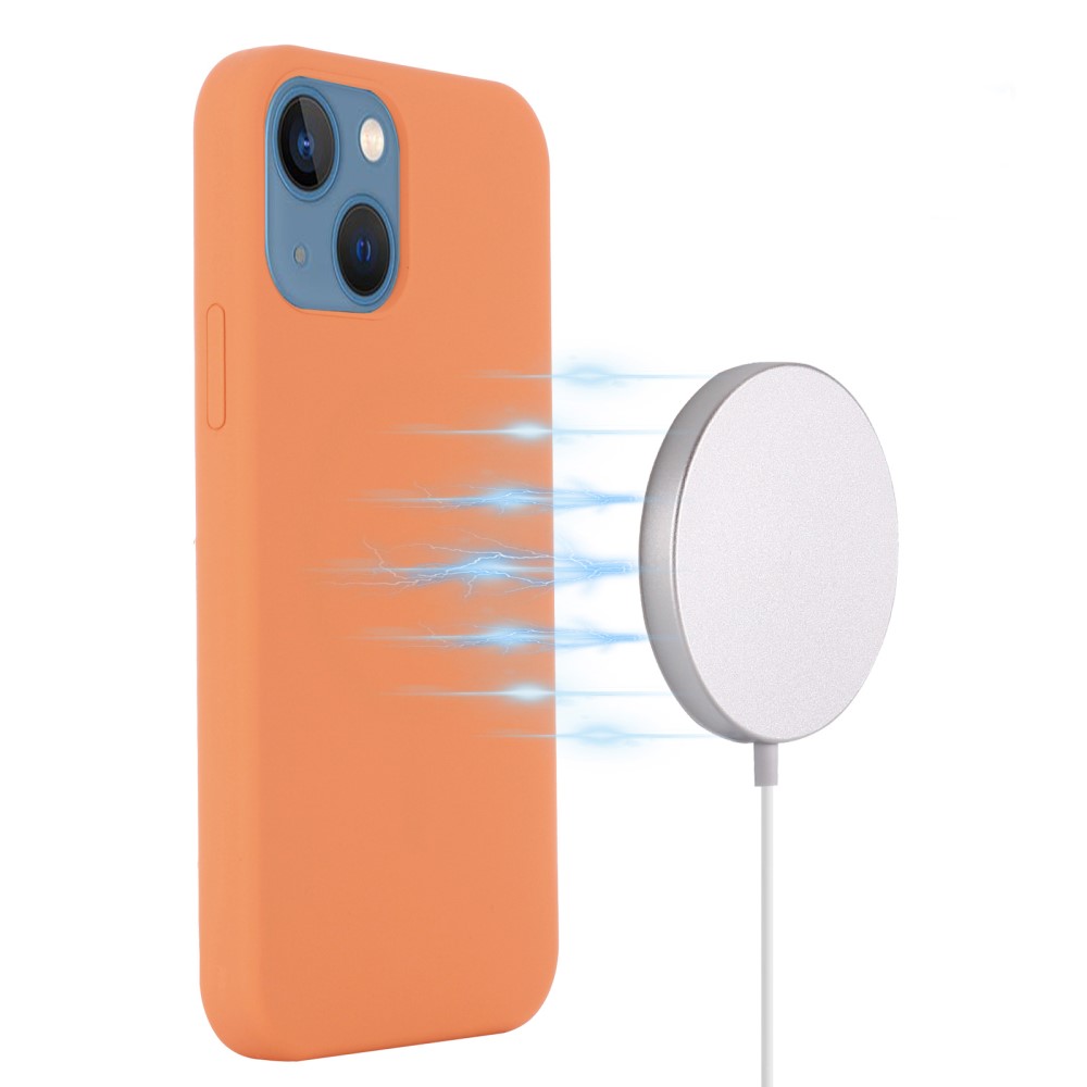  iPhone 13 Mini - MagSafe Liquid Silikon Skal - Orange - Teknikhallen.se