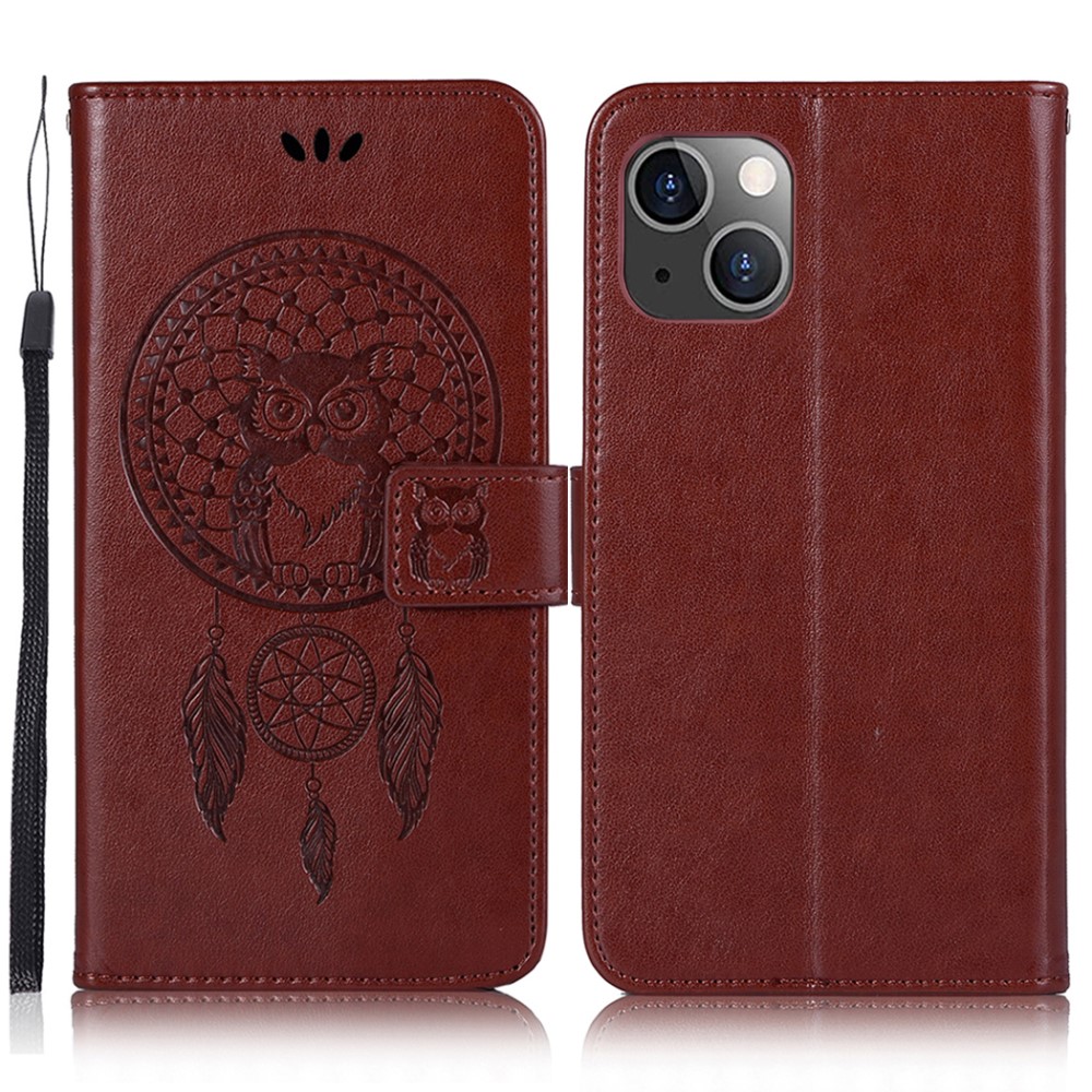  iPhone 13 Mini - Owl Dream Catcher Lder Fodral - Brun - Teknikhallen.se