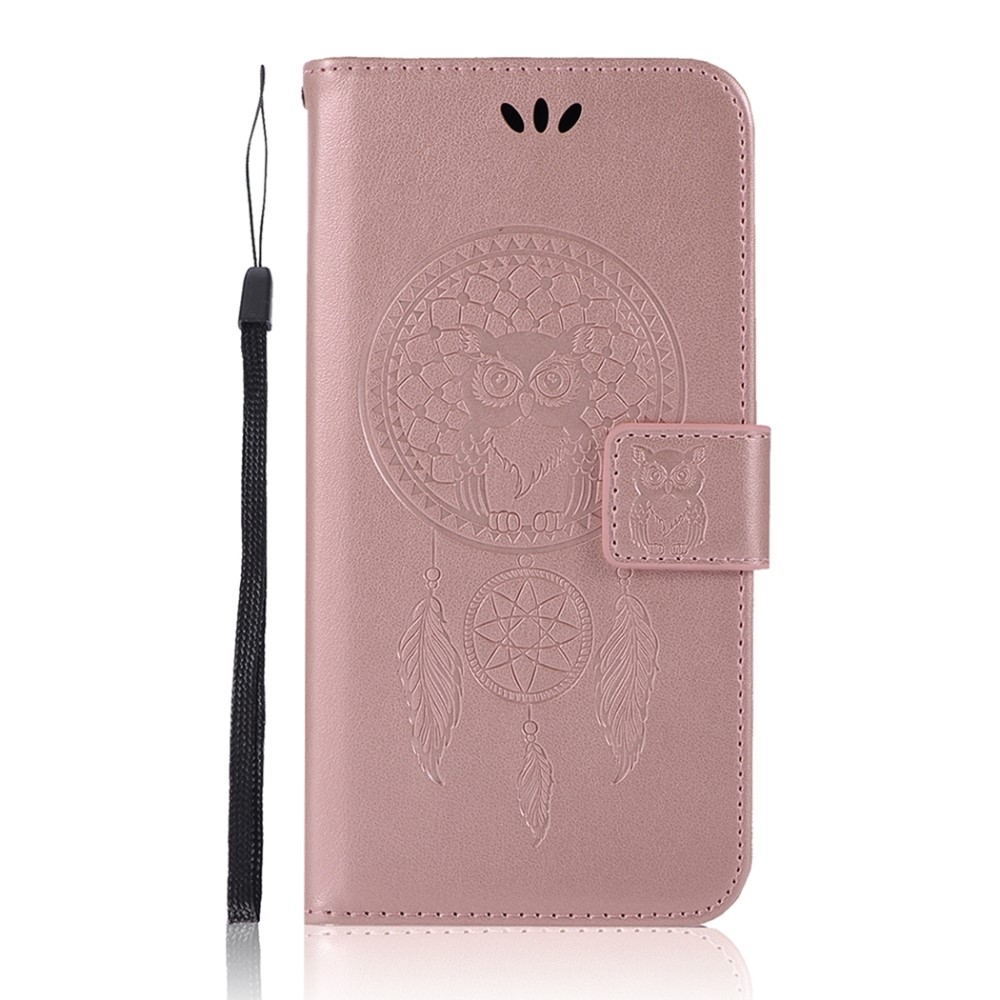  iPhone 13 Mini - Owl Dream Catcher Lder Fodral - Rosguld - Teknikhallen.se