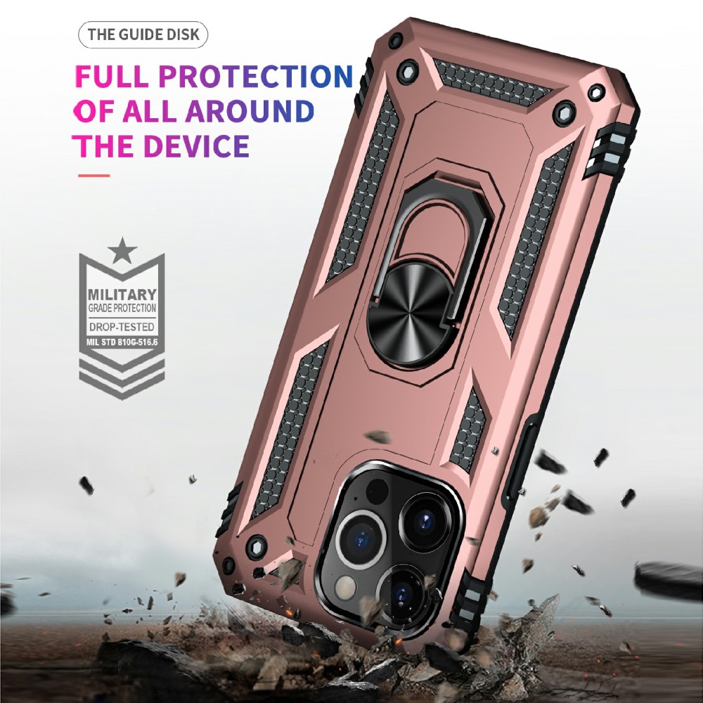 iPhone 13 Pro Max - Shockproof Hybrid Armor Ring Skal - Rosguld - Teknikhallen.se